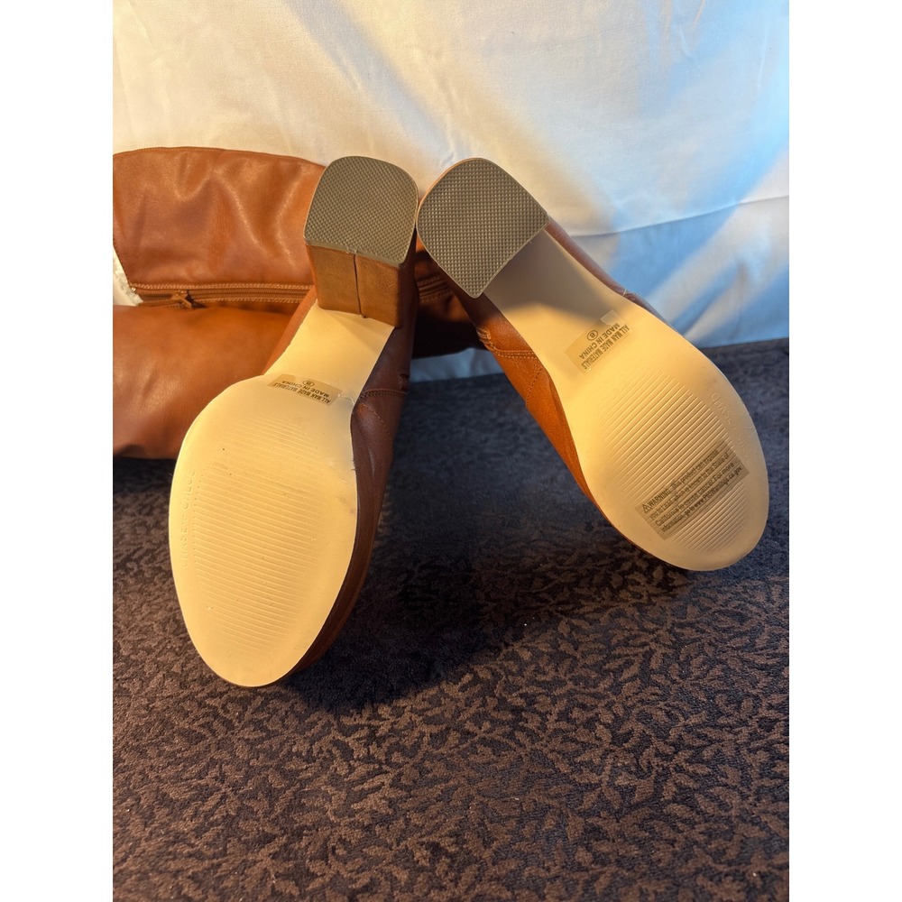 Chase + Chloe Tan Platform Knee-High Heeled Boots - Picture 5 of 9